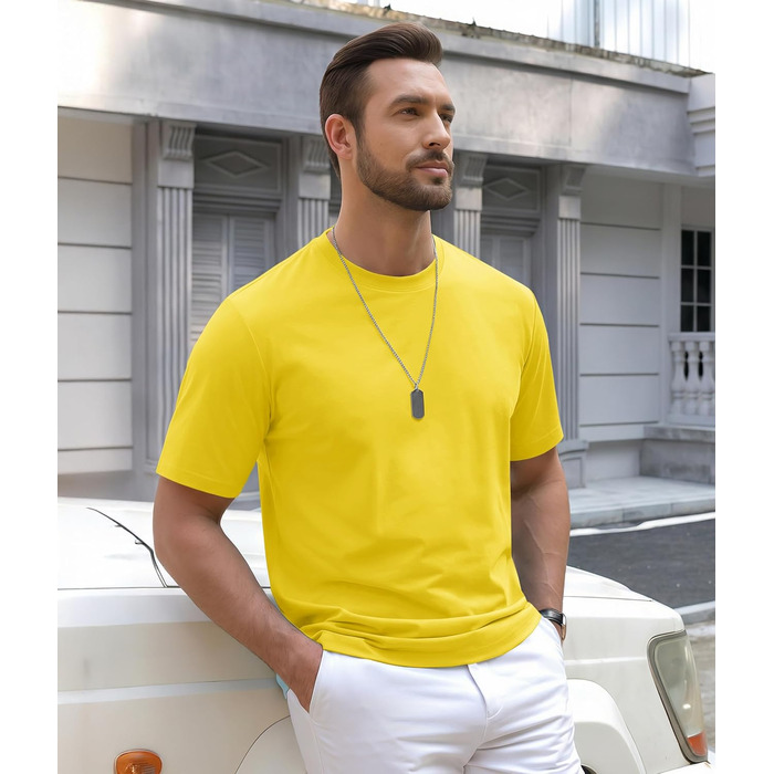 Чоловіча футболка CAVVA UV UPF80 з короткими рукавами, функціональна, дихаюча, з круглим вирізом, жовтого кольору, XL