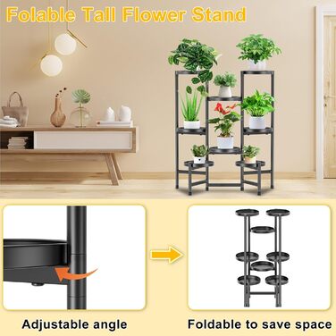 Рівнева металева підставка для рослин, підставка для квіткових горщиків, квітковий табурет для використання в приміщенні та на вулиці, полиця для квітів, балконна стійка для рослин, декоративна підставка для рослин для використання в приміщенні та на вули