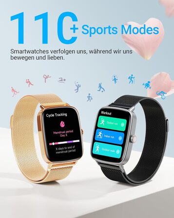 Розумний годинник для чоловіків та жінок з функцією телефону, фітнес-годинник 1,85 дюйма, понад 100 спортивних режимів, фітнес-трекер з моніторингом серцевого ритму/SpO2/сну, крокомір, водонепроникний спортивний годинник IP68 для iOS та Android, металевий