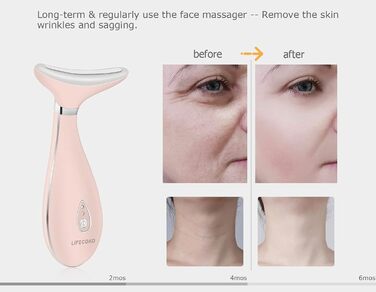 Електричний масажер для обличчя проти зморшок, масажер для зміцнення шкіри для обличчя та шиї, масажер для зміцнення шкіри обличчя, портативний акумуляторний USB-пристрій (рожевий)