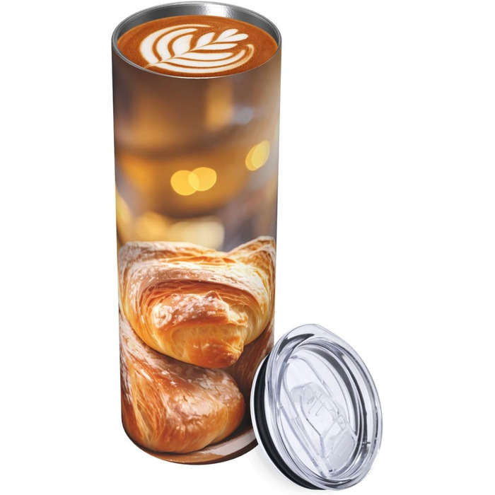Кухоль з прямою трубочкою, 590 мл, дизайн пекарні, друкований, дорожній кухоль, підходить для кемпінгу, офісу та дому.