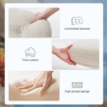 Офісне крісло IWMH без підлокітників, крісло для вітальні зі схрещеними ніжками, ергономічне поворотне крісло з надзвичайно великою тканинною подушкою, письмове крісло для домашнього офісу, туалетний столик, спальня (біле)