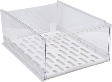 Прозора, штабелювана шафа-коробка для зберігання, полиця з ПЕТ, органайзер, шухляда, гардеробна, буфет, контейнер для спальні, кухні, 41,9 x 30,5 x 16,5 см