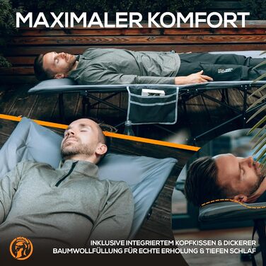 Розкладне похідне ліжко зі зручним бавовняним наповнювачем інтегрована подушка та матрац Гостьове ліжко Туристичне ліжко Пляжний шезлонг Садовий шезлонг Дорожнє ліжко Розкладне ліжко для дорослих Розкладне ліжко 190 x 67 см Кам&39яно-сірий