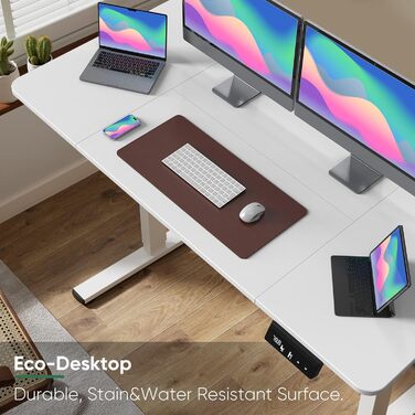 Електричне регулювання висоти столу 160x60 см, регулювання висоти столу з функцією пам&39яті та технологією запобігання зіткненням, колеса, зрощувальна дошка, біла рама/біла стільниця 160 x 60 см, білийбілий