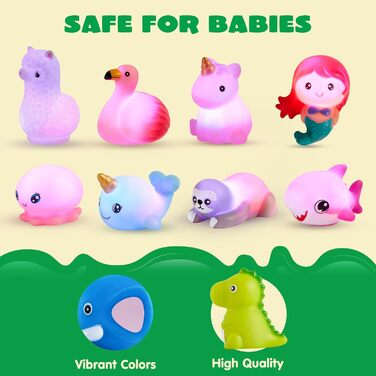 Світяться іграшки для ванни JOYIN 12 шт., іграшки-русалки для ванни для маленьких дітей, що блимають барвистими світлодіодами, пла