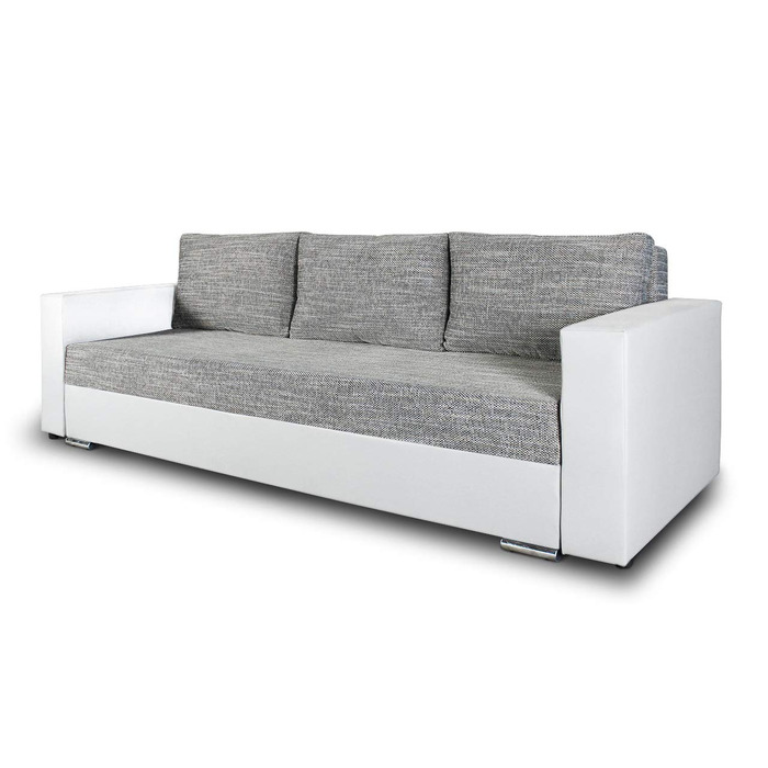 Диван-ліжко Bird - диван зі сном та відділенням для зберігання речей, розкладний диван, розкладний диван з хромованими ніжками, кушетка, комплект диванів, комплект диванів (Білий Сірий (Dolaro 511 Berlin 01))