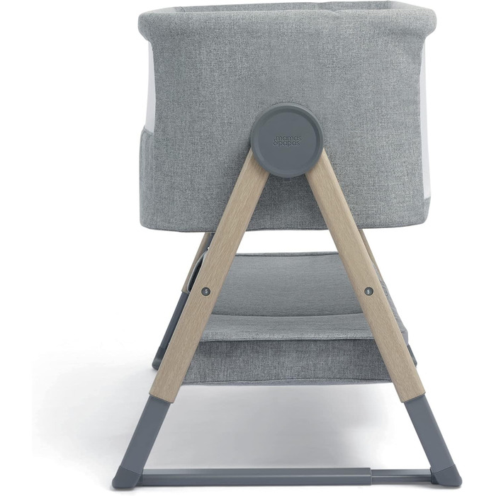 Ліжечко-тумбочка Mamas & Papas Lua, знімний кошик, відкидні боковини, матрац у комплекті, 0-6 місяців, колір сірий