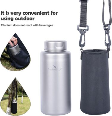 Безмежна подорож Одношарова титанова пляшка для води Пляшка для води Sport 1000 мл Титанова герметична спортивна пляшка Титанова ї