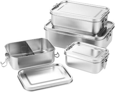 Ланчбокс 850 мл з нержавіючої сталі, герметичний ідеальний для школи, офісу та подорожей (можна мити в посудомийній машині). Екологічна металева коробка для сніданку (без перегородок)