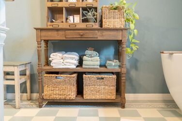 Плетений кошик для зберігання з водяного гіацинта та морської трави, прямокутний - квадратний кошик з полицями - Kallax/Expedit - Д 34 см, , натуральний