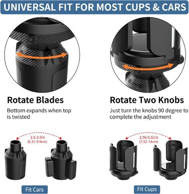 Автомобільний тримач для чашки Універсальний тримач для чашки Автомобільний тримач для чашки Розширювач Адаптер Автомобільний тримач для води з регульованою базою Автомобільні аксесуари для тримача для пляшок з напоями (чорний)
