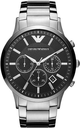 Чоловічий годинник Emporio Armani Chronograph з нержавіючої сталі 2T темний / сріблястий