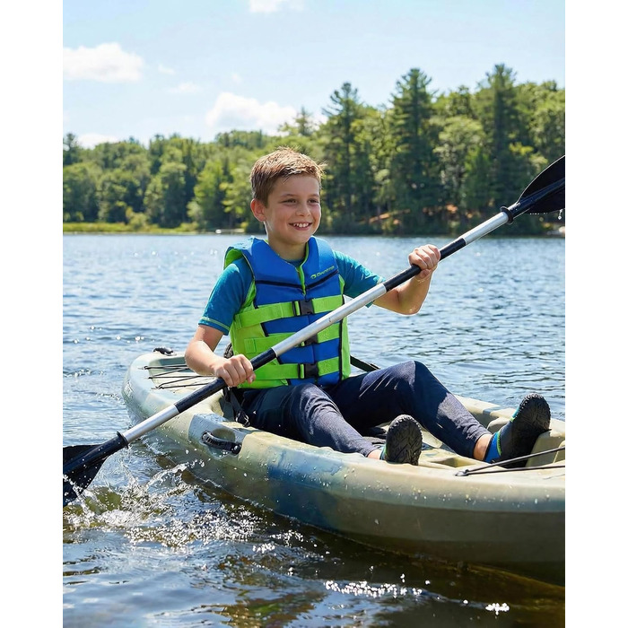 Рятувальний жилет Owntop для підлітків та дітей, регульований рятувальний жилет з потрійними ременями безпеки, легкий рятувальний жилет для каякінгу, плавання, риболовлі, жилет для підводного плавання, синій, розмір M