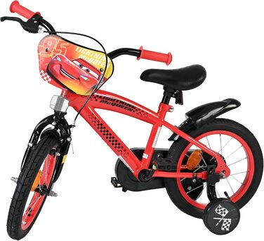 Дитячий велосипед Volare Cars 14 дюймів 3,55 років Ручні та американські гальма, додаткові колеса, захист ланцюга, світловідбивачі Регульоване сідло Подарунок для хлопчиків та дівчаток