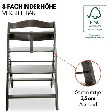 Дитячий дерев'яний стільчик для годування від народження з функцією нахилу - додаткове плоске кріплення для новонароджених та баво