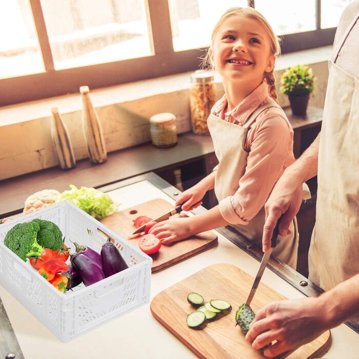 Складані пластикові коробки для зберігання, полиці-кошики, набір із 4 складних кошиків для зберігання, вставки для кухонних шухляд, штабелювані коробки для зберігання, транспортні коробки, контейнери для шаф, куби, домашній офіс, спальня, кухня - білі