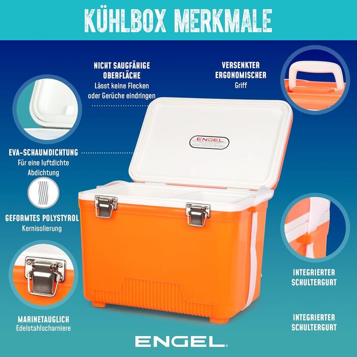 Холодильник ENGEL 13qt (12,3 літра) Герметичний, портативний, невеликий холодильник для кемпінгу, пікніків, походів, фестивалів - холодильник без електрики для чоловіків та жінок, 38 x 25,4 x 28,5 см, білий