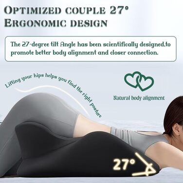 Подушка для пари Клиноподібна інтимна подушка з піни з ефектом пам&39яті для більшого комфорту та інтимності Ергономічна секс-подушка для пар, підтримка спини та ніг, чорна, 27
