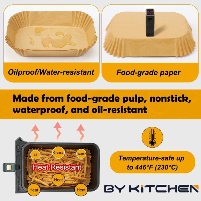 Папір для випічки BYKITCHEN 200 шт. для фритюрниці Ninja Double Stack XL 9.5L SL400EU, аксесуари для фритюрниці Ninja Foodi MAX Dual Zone AF300EU/AF400EUCP/AF500EU 200 шт.