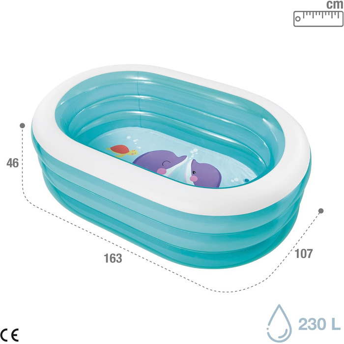 Овальний дитячий басейн Whale (Ряд моделей), синій, 163 см л x 107 см х 46 см в, 57482NP -