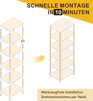 Полиця, книжкова шафа, 6 полиць Біла вузька багатоярусна висока окремостояча полиця, тонка кутова полиця, вінтажні відкриті полиці для спальні та вітальні, 160 x 40 x 30 см Біла 6 рівнів, 40 см (Ш)