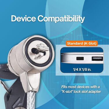 Замок для ноутбука Manhattan з тросом сталевим (1,4 м) та ключем 440271, 1,4 м сталевий трос