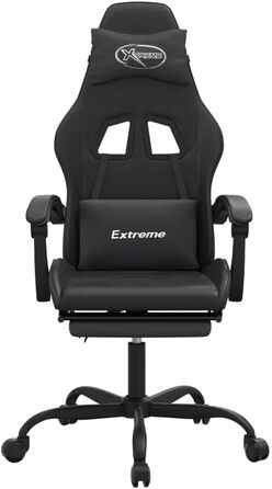 Ігрове крісло Gecheer Офісне крісло Ігрове крісло Ергономічне ігрове крісло з підставкою для ніг, поворотне, чорне, зі штучної шкіри