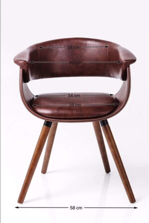 Крісло Kare Design Monaco Nougat, коричневе, 72x58x47 см, обідній стілець, імітація шкіри, ніжки з бука, для їдальні