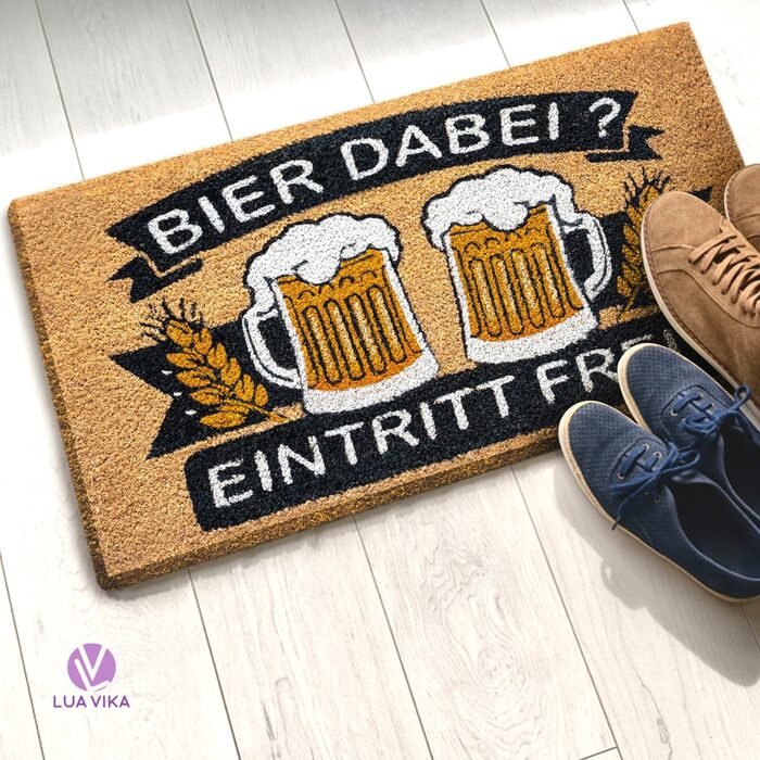 Кокосовий килимок для дверей - Забавний дизайн з пивом - 40x70 см - Килимок для дверей для приміщень та вулиці - Килимок для передніх дверей - Килимок для вулиці - Килимки для дверей - Кокосовий килимок для дверей