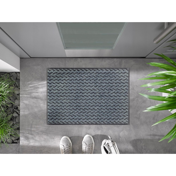 Килимок для дверей Duo Denim, 40x60 см, підходить для використання всередині та зовні приміщень, можна прати, синій, 40 x 60 см (прямокутний)