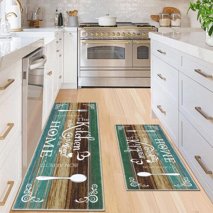 Комплект кухонних килимків, килимок для кухні, що миється, килимова доріжка для коридору, комплект кухонних килимків та килимків, що миються, підходить для нековзних килимків на кухні, у вітальні, їдальні та ванній кімнаті C002