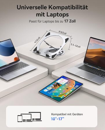 Основа для ноутбука ORICO NS1 срібляста регульована висота, алюмінієвий корпус, охолодження та поворотна база 360, ергономічний складаний стенд для ноутбуків 10-17 дюймів