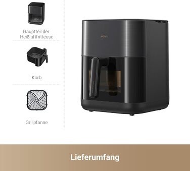 Фритюрниця Dreame Mova AeroChef FD10 Pro, швидке хрустке приготування, фритюрниця без олії, фритюрниця об'ємом 6 літрів, циркуляція гарячого повітря, подвійна система нагрівання, 50C-230C, 11 попередньо встановлених режимів