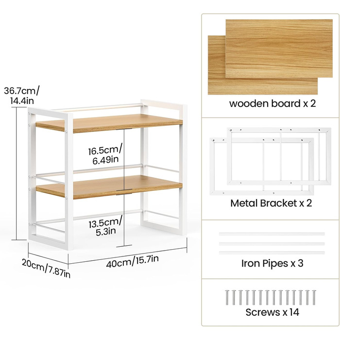 Дерев&39яний органайзер для полиць THYGIFTREE, полиця для зберігання речей на столі, книжкова полиця, полиця для робочого столу та комод (білий)