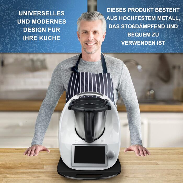 Розсувна дошка bonna для Thermomix TM6, TM5, розсувна дошка Thermomix з преміальним композитним металом - (чорний)