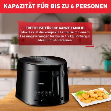 Фритюрниця Tefal FF1078 Maxi Fry Технологія Cool Wall вантажопідйомність до 1,2 кг складна ручка компактні розміри регульований термостат від 150C до 190C Чорний