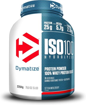Протеїн гідролізат сироваткового ізоляту Dymatize ISO100, Полуниця, 2264 г (75 порцій), порошок