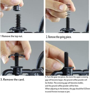 Ручна кавомолка Антикварна чавунна кавомолка з ручним приводом, регулюваннями та висувною шухлядою.