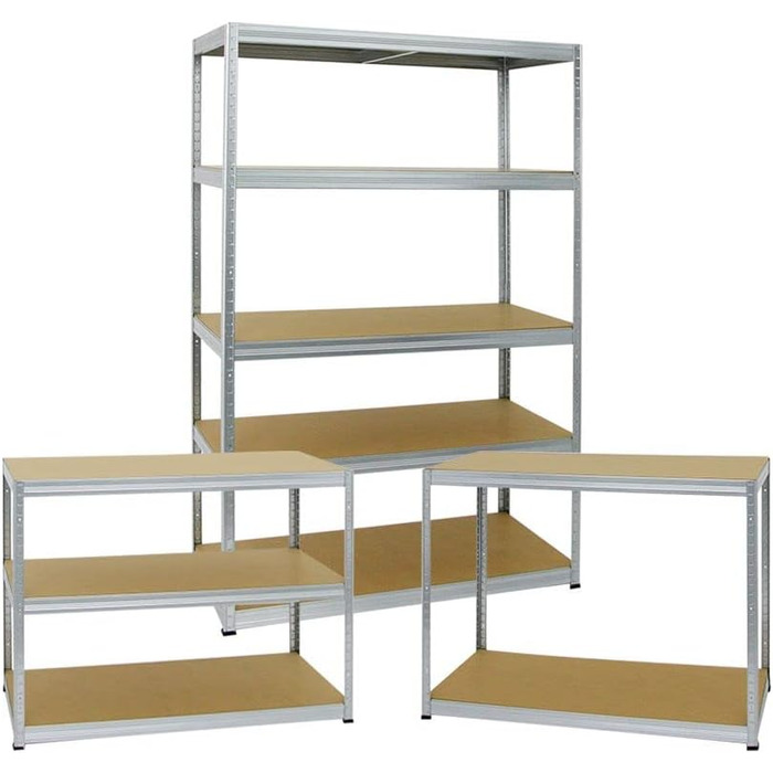 Комплект із 2 надміцних стелажів Big Elephant 180x120x60см з 5 полицями, вантажопідйомність полиць 250 кг, оцинкований, 2 шт. 180x120x60см, оцинкований
