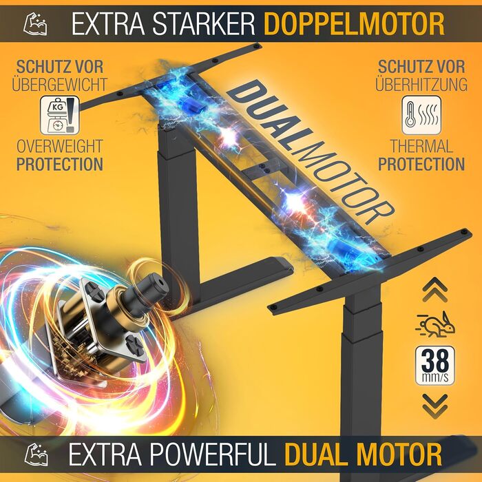 Електричний стіл з регулюванням висоти WM0623-B Каркас офісного столу з 2 двигунами (без стільниці) Комп&39ютерний стіл Каркас офісного робочого столу Чорний каркас столу з регулюванням висоти Wm0623-b (V)