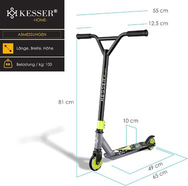 Керований на 360 Міцний веселий самокат трюковий самокат з кульковими підшипниками ABEC 9, 100 мм PU колесами, самокат-кік самокат