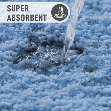 Комплект килимків для ванної кімнати RUN HELIX з мікрофібри, 2 предмети, 50x50 см 50x80 см, 2 см супертовстий, суперпоглинаючий, можна прати, нековзний килимок для ванної, синій, 50x80 см 50x50 см