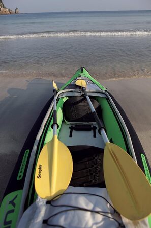 Надувний каяк Sevylor Yukon, канадське каное Надувний каяк Sevylor Yukon, двомісний складний каяк, включаючи сумку, манометр та плавник, 382 x 98 см