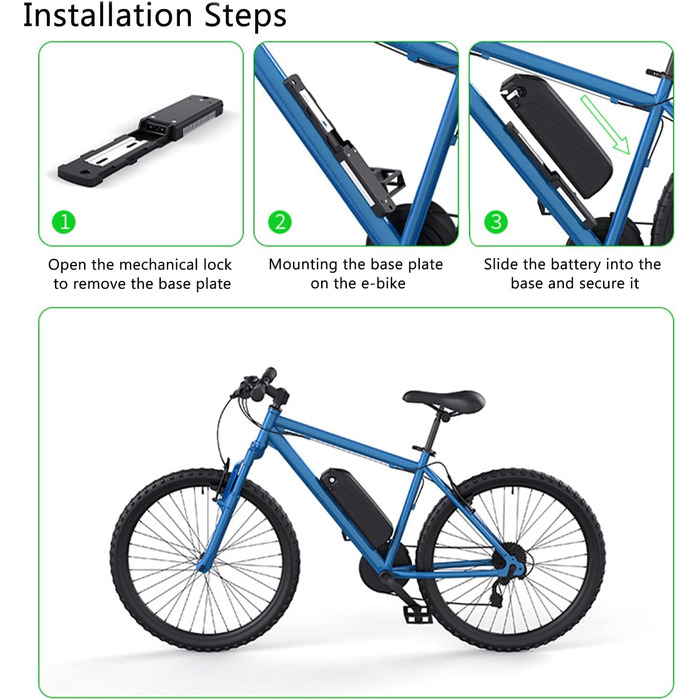 Акумулятор для електровелосипеда 48 В 17,5 Аг, сумісний з електровелосипедами потужністю 1000 Вт / 750 Вт / 500 Вт, літій-іонний акумулятор із зарядним пристроєм та USB-портом, 5 ядер