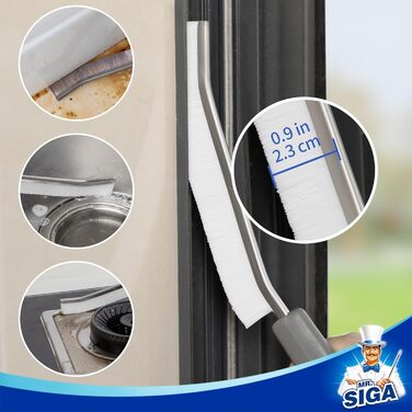 Кутова щітка MR.SIGA з ручкою, щітка для чищення щілин для дому, кутова щітка з жорсткою щетиною для чищення швів на кухні, у ванн