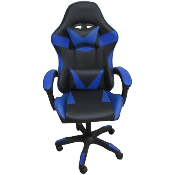 Регульоване м&39яке ігрове крісло з колесами чорного та синього кольорів - Kiter