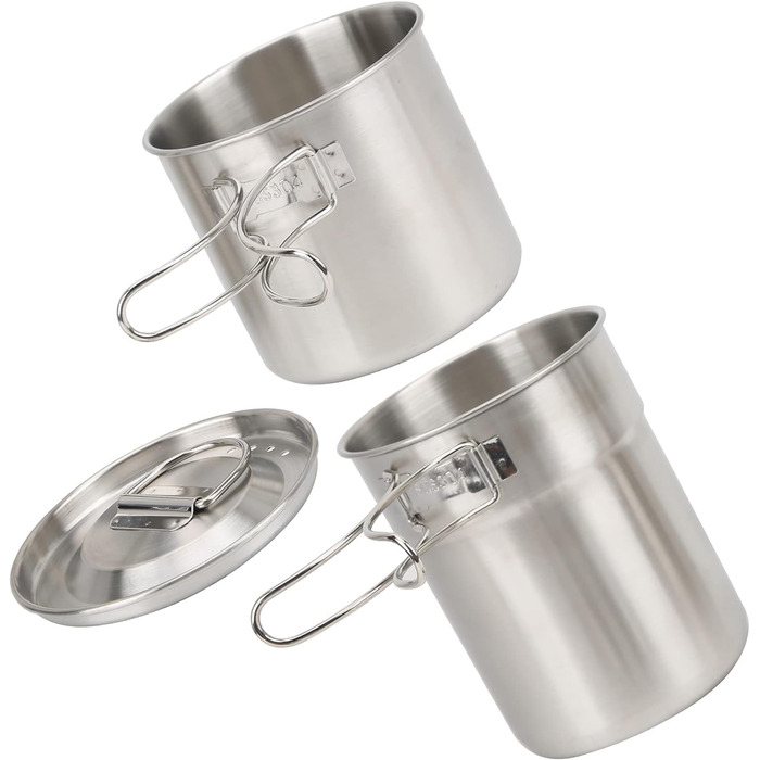 Набір складних каструль з нержавіючої сталі KIMISS із 2 предметів легка каструля для кемпінгу та подорожей на свіжому повітрі, 700 мл та 1000 мл