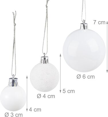 Різдвяні кульки набір із 76 шт білі Relaxdays