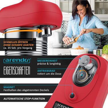 Електричний консервний нож з автоматичним обертанням на 360 Консервний нож з функцією запуску та зупинки для всіх розмірів банок Автоматична зупинка Практичний помічник на кухні для людей похилого віку та слабких рук C Червоний